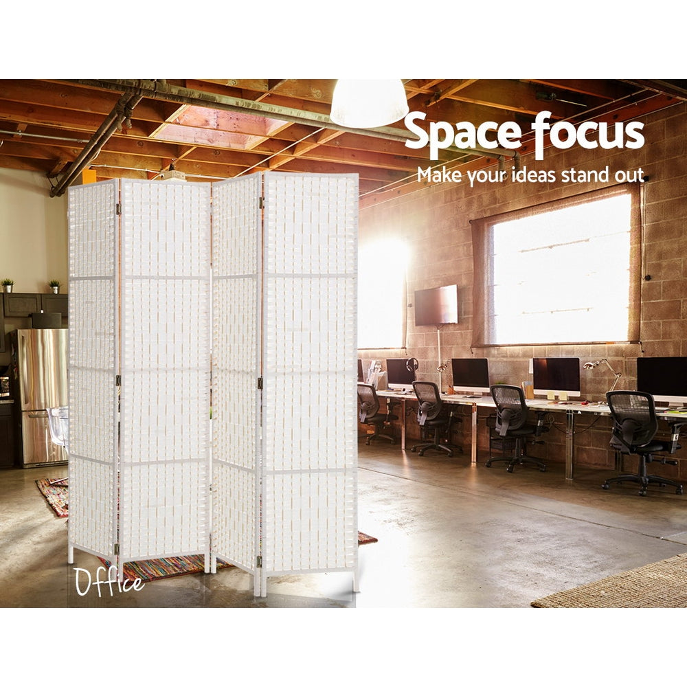 Paynesville 4 Panel Woven Room Divider Screen, White