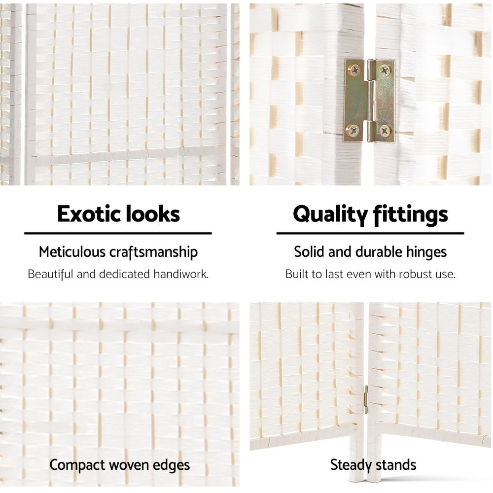 Paynesville 4 Panel Woven Room Divider Screen, White