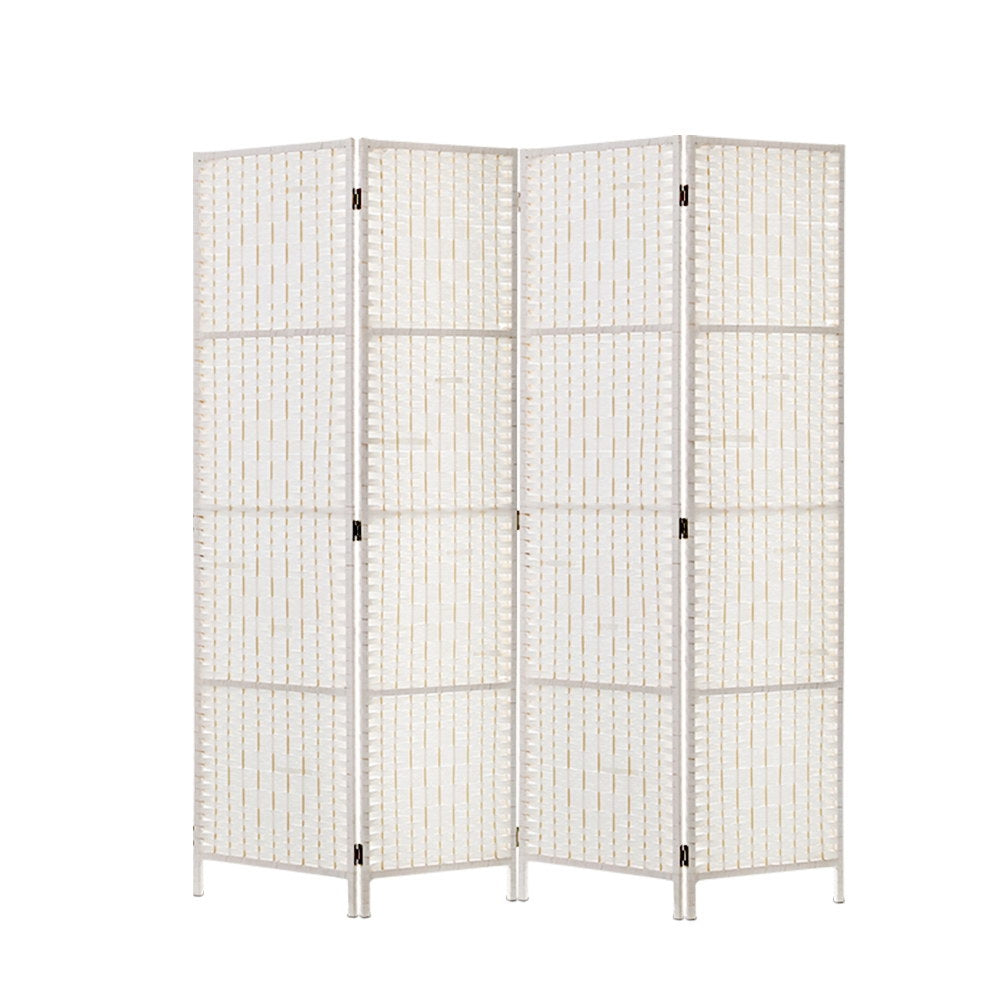 Paynesville 4 Panel Woven Room Divider Screen, White
