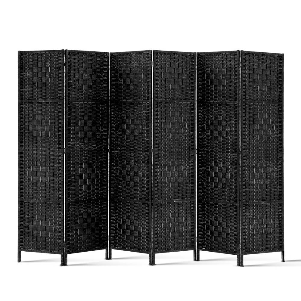 Paynesville 6 Panel Woven Room Divider Screen, Black