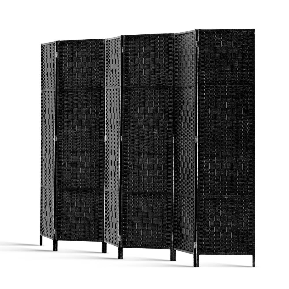 Paynesville 6 Panel Woven Room Divider Screen, Black
