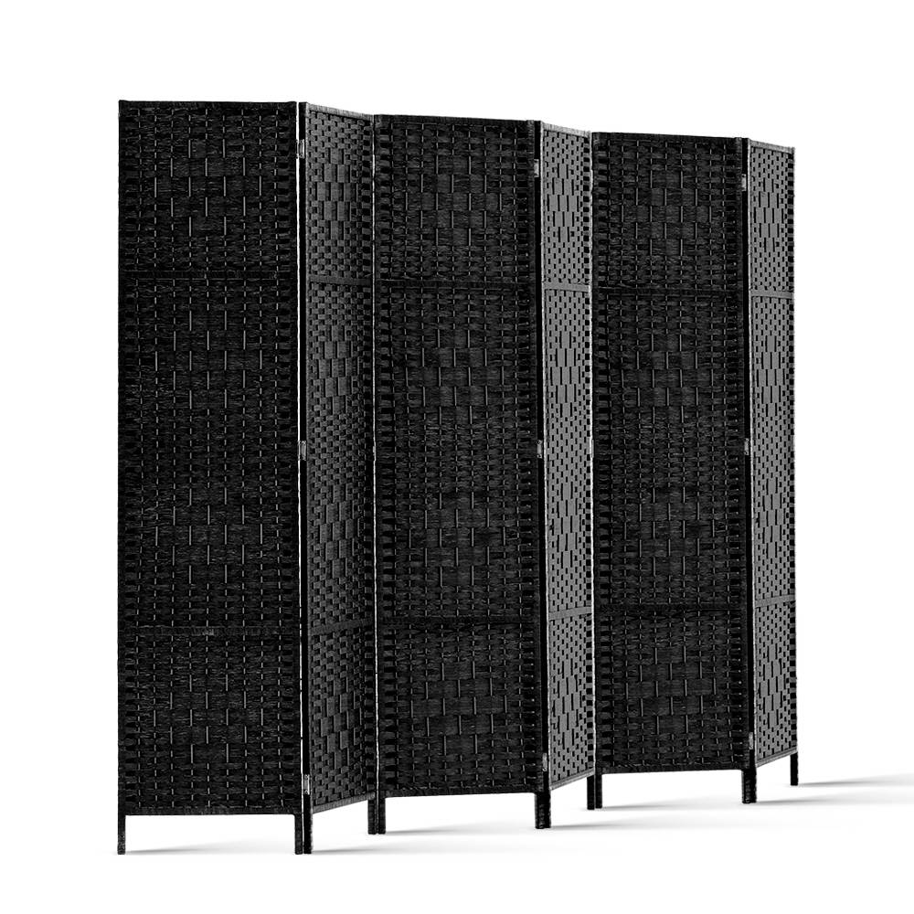 Paynesville 6 Panel Woven Room Divider Screen, Black