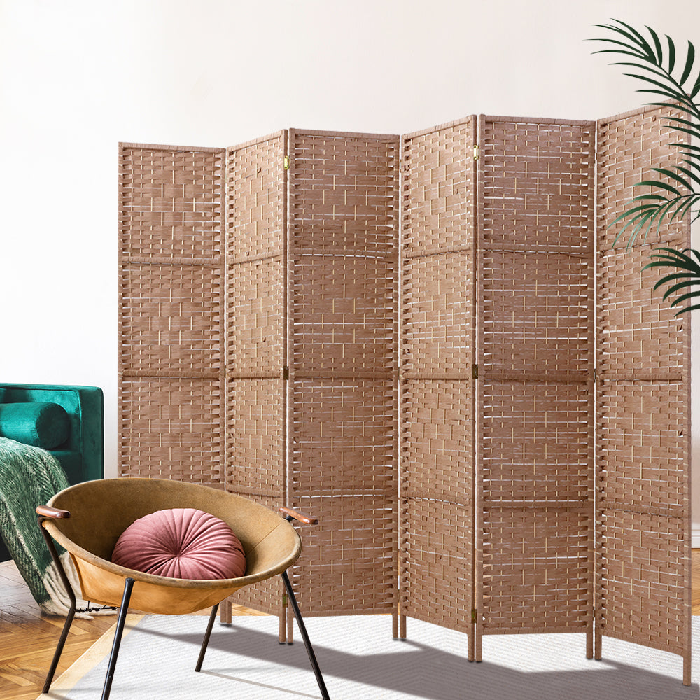 Paynesville 6 Panel Woven Room Divider Screen, Natural