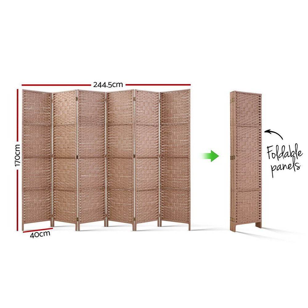 Paynesville 6 Panel Woven Room Divider Screen, Natural