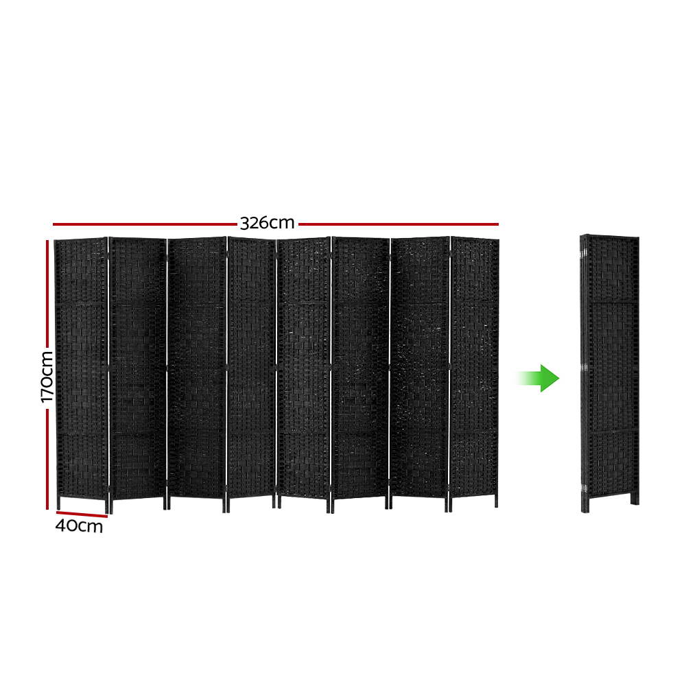 Paynesville 8 Panel Woven Room Divider Screen, Black
