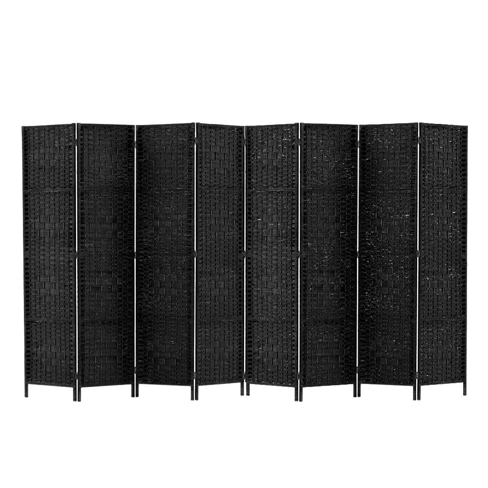 Paynesville 8 Panel Woven Room Divider Screen, Black