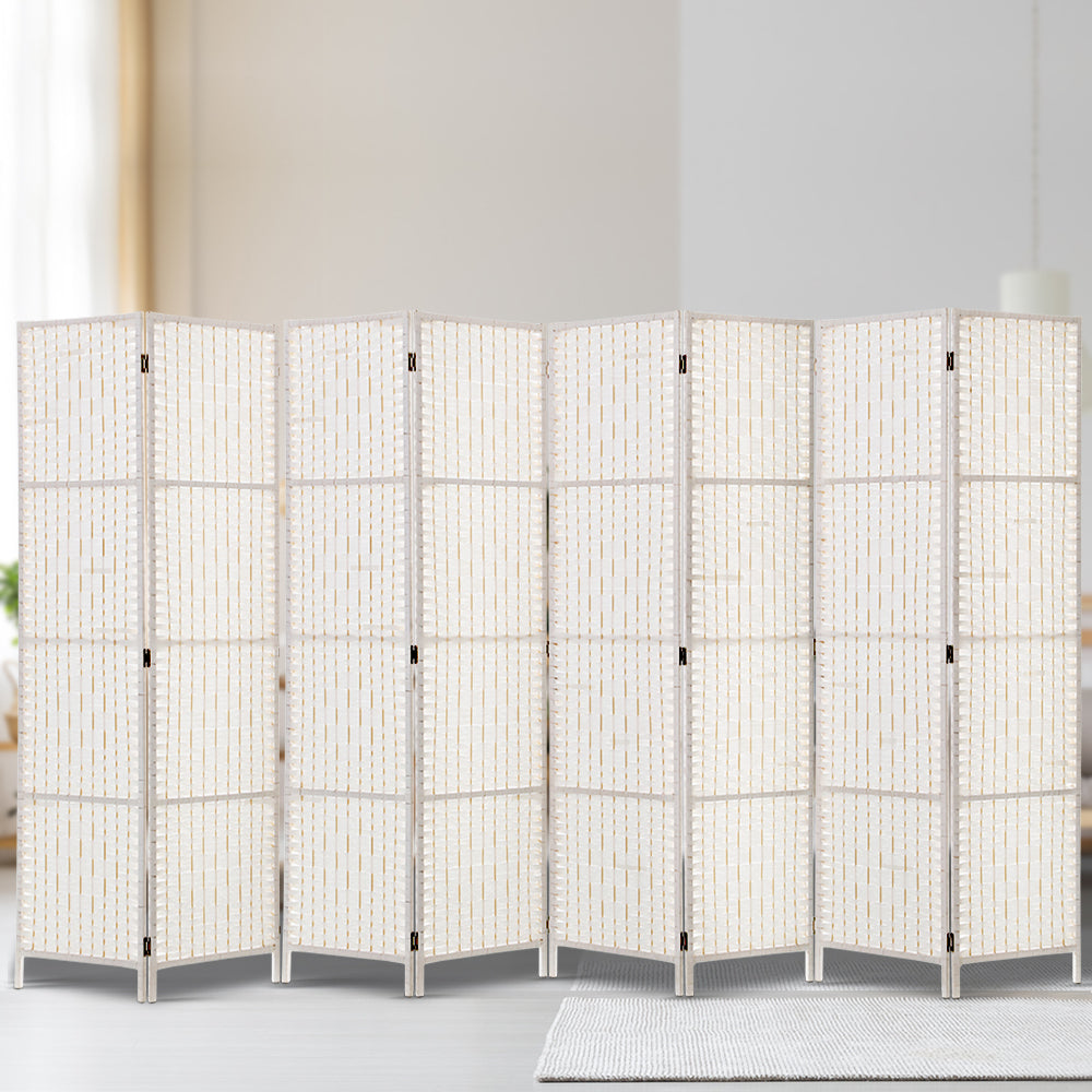 Paynesville 8 Panel Woven Room Divider Screen, White