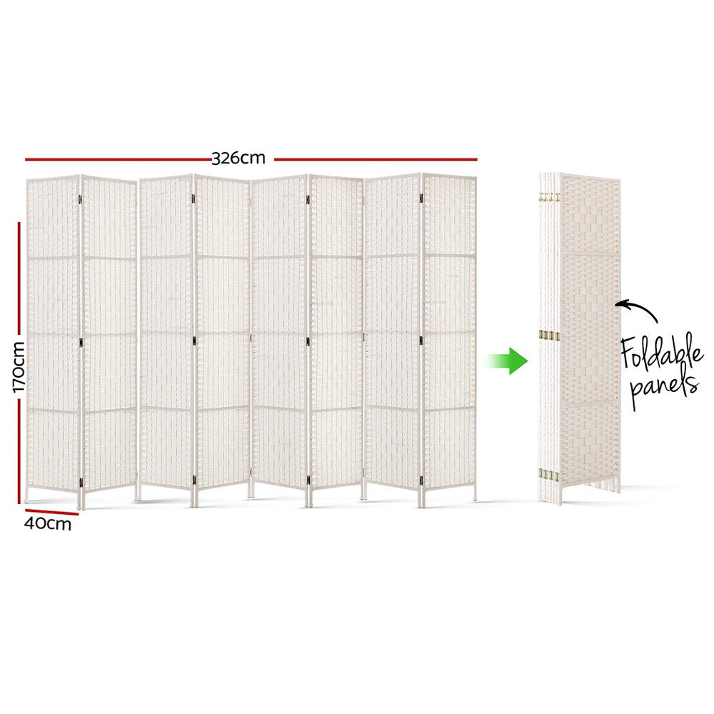 Paynesville 8 Panel Woven Room Divider Screen, White