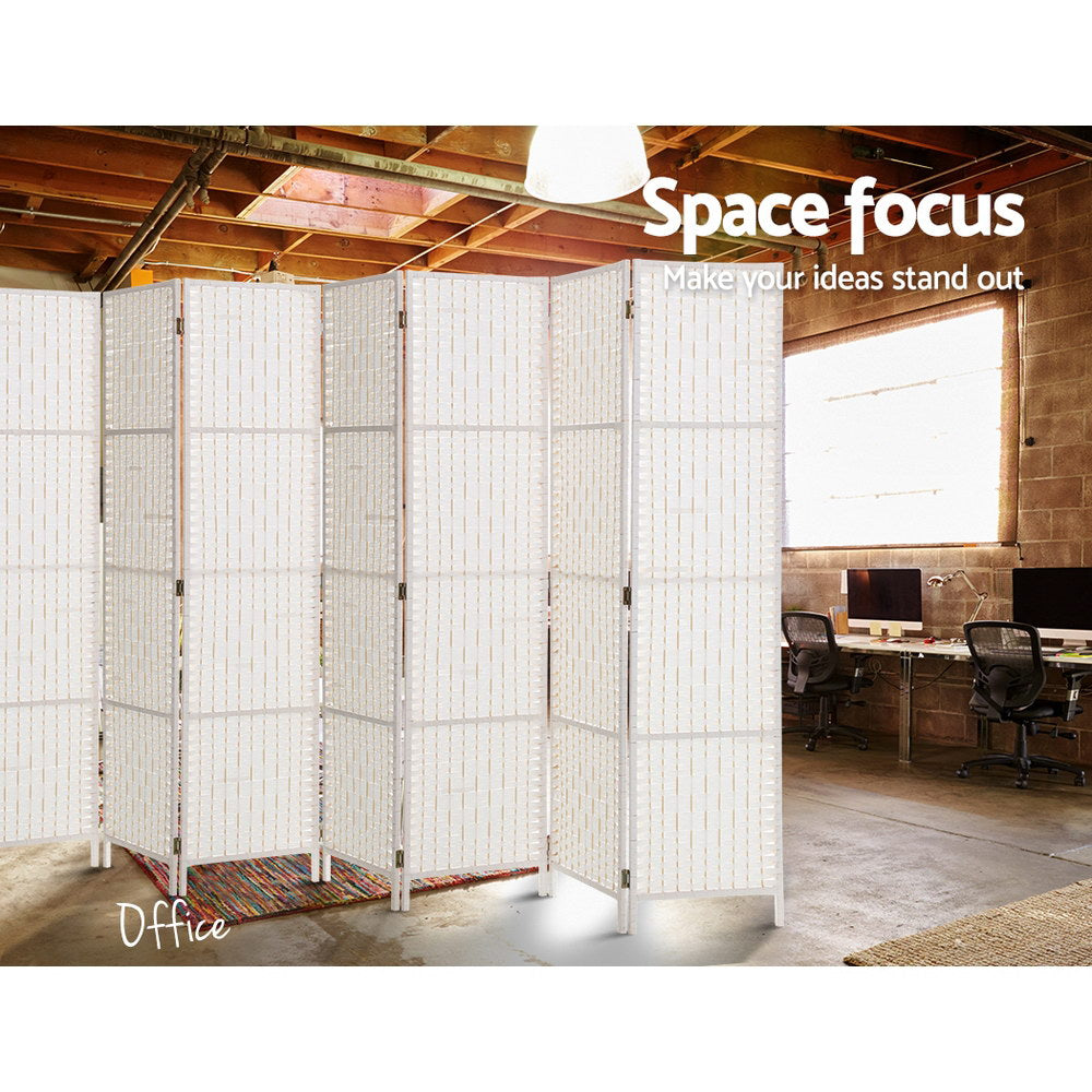 Paynesville 8 Panel Woven Room Divider Screen, White