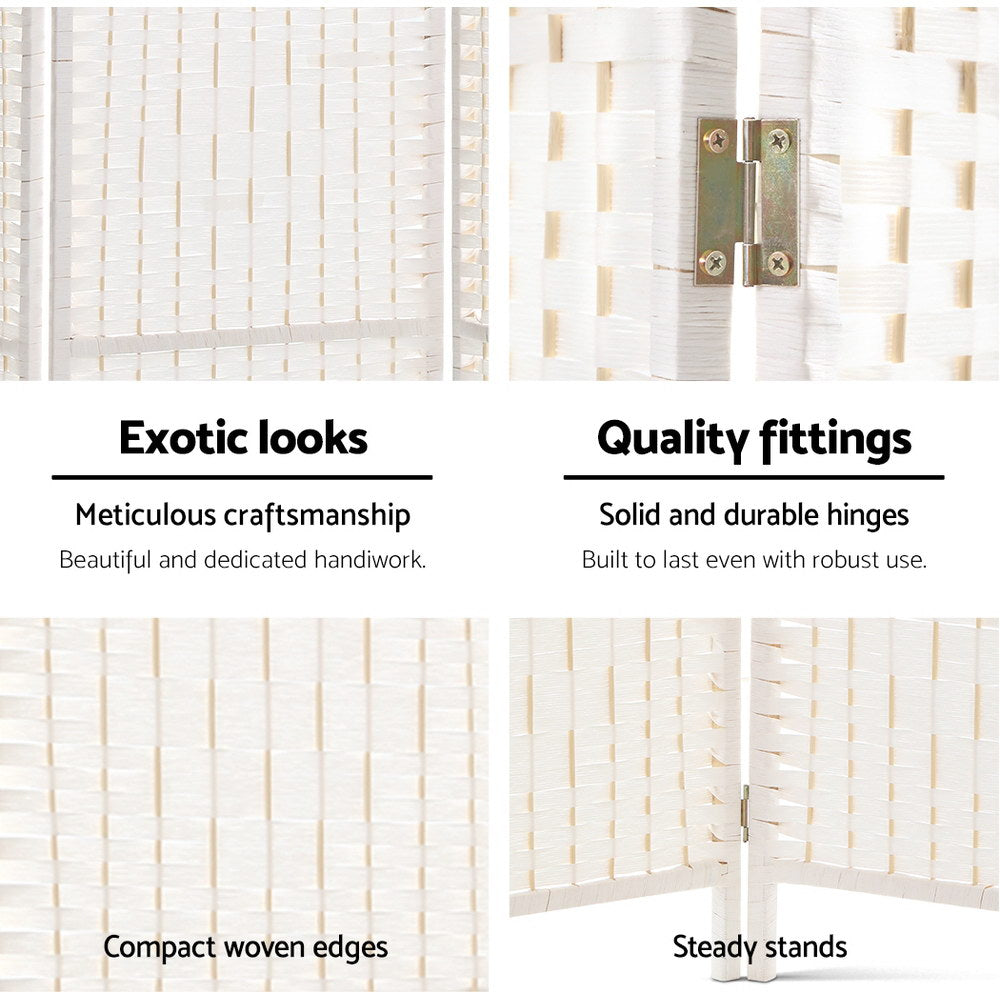Paynesville 8 Panel Woven Room Divider Screen, White