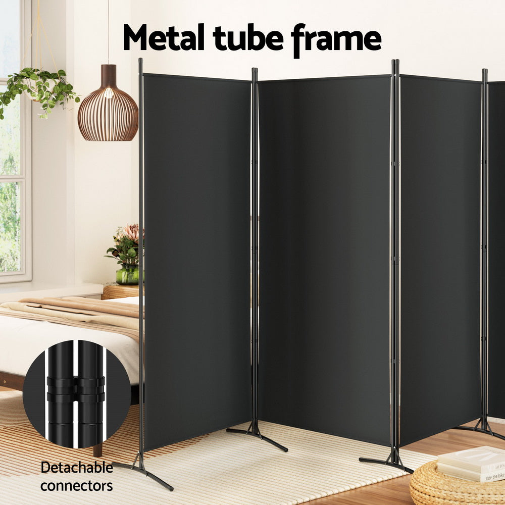 Mallacoota 4 Panel Fabric Room Divider Screen, Black view 4