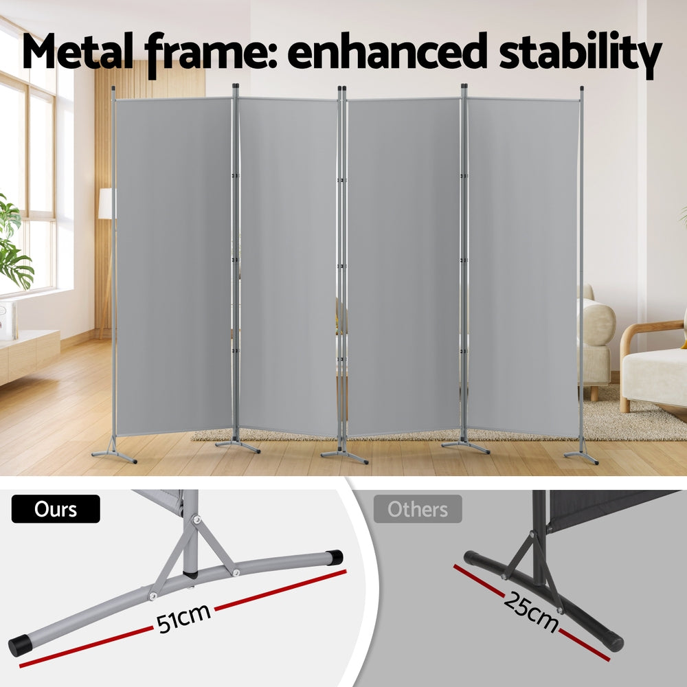 Mallacoota 4 Panel Fabric Room Divider Screen, Grey view 4