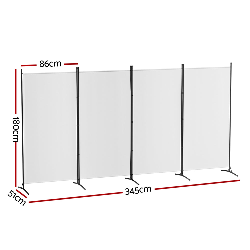 Artiss 4-Panel Fabric Freestanding Room Divider — 345x180cm, Portable, Washable Option — Allure Home Collections