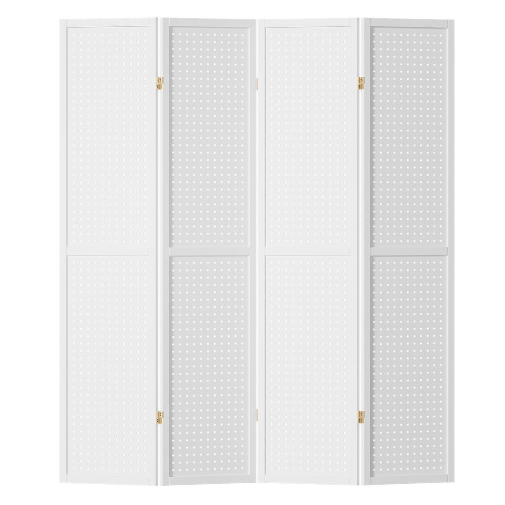 Bruthen 4 Panel Pegboard Room Divider Screen, White
