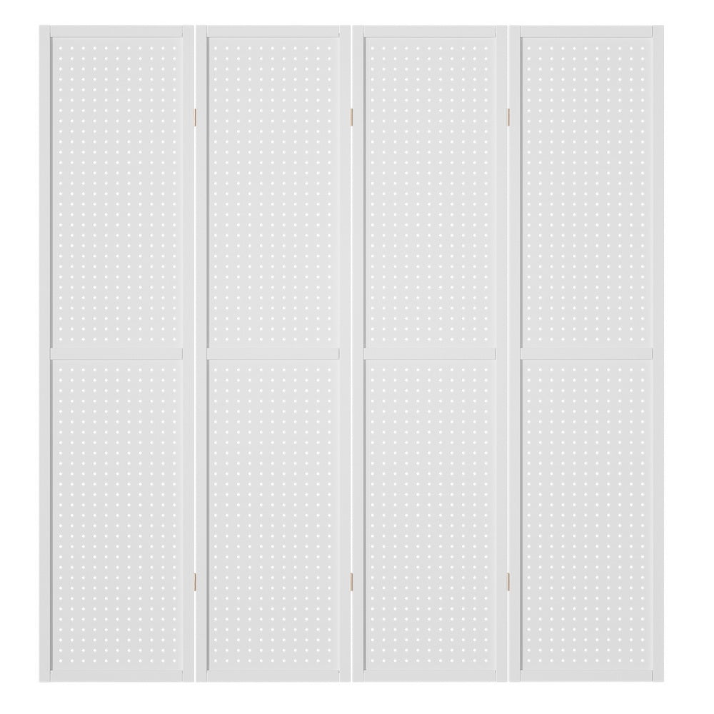 Bruthen 4 Panel Pegboard Room Divider Screen, White
