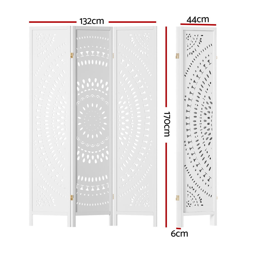 Lindenow 3 Panel Circle Room Divider Screen, White