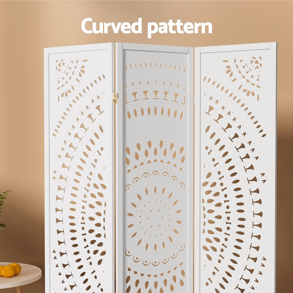 Lindenow 3 Panel Circle Room Divider Screen, White