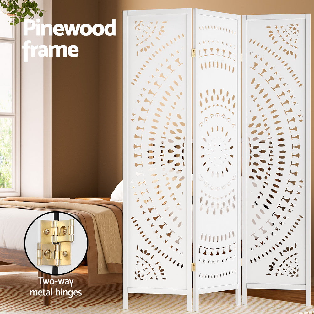 Lindenow 3 Panel Circle Room Divider Screen, White