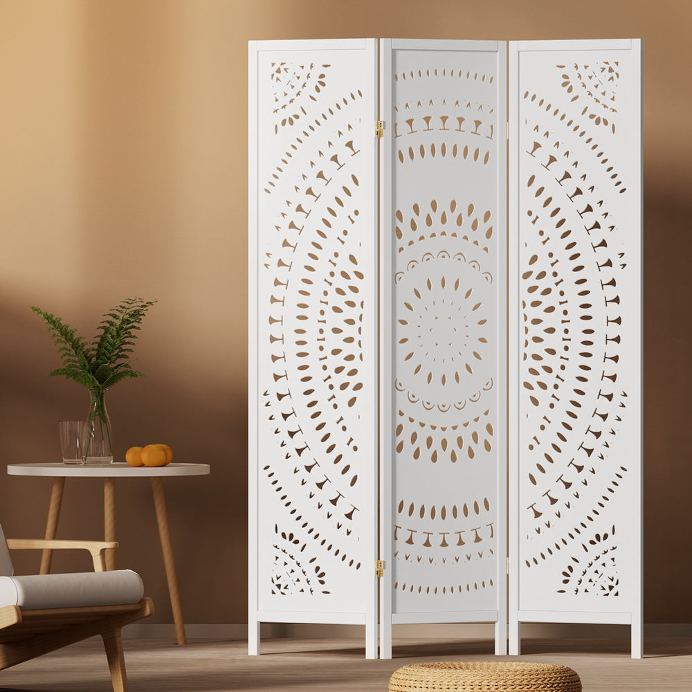 Lindenow 3 Panel Circle Room Divider Screen, White