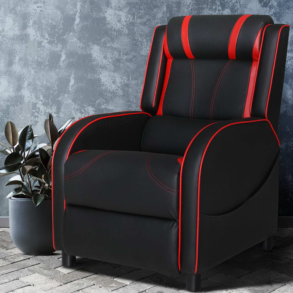 Artiss Serik Premium PU Leather Recliner Gaming Chair — Black — Allure Home Collections