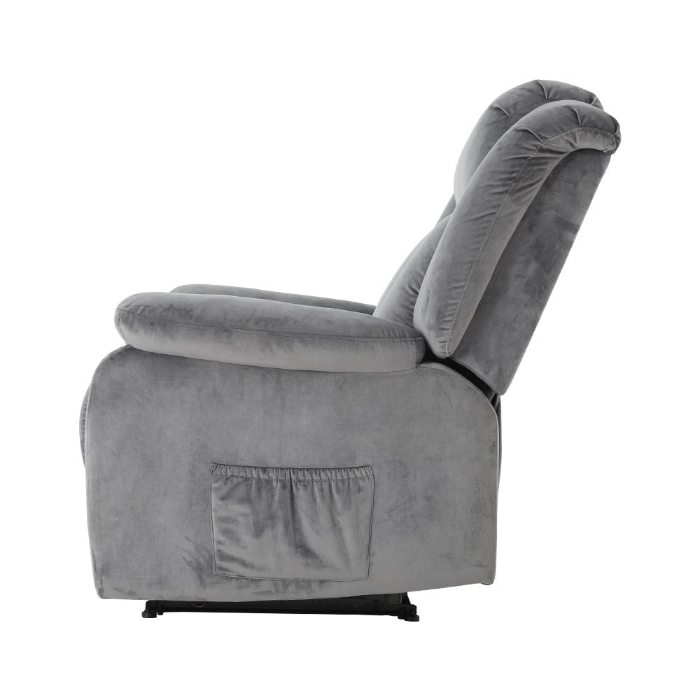 Artiss Electric Massage Recliner Chair — Grey Velvet, Heated, Lounge Sofa Style — Allure Home Collections