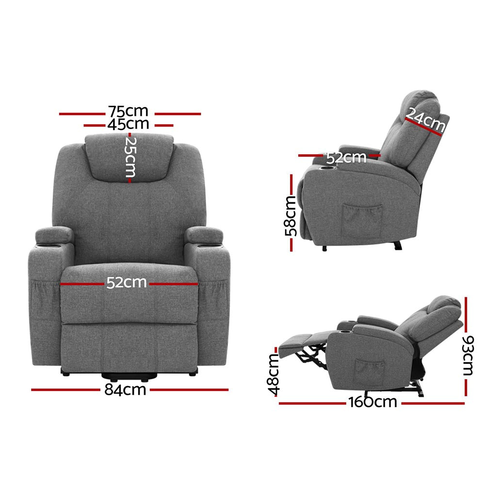 Artiss MILIO 8-Point Heated Massage Lift Assist Recliner — Velvet — Allure Home Collections