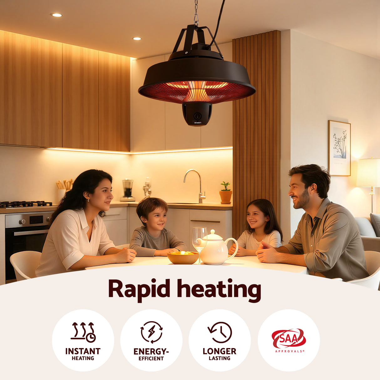 50 cm suspension chain and ceiling mounting hardware for the heater