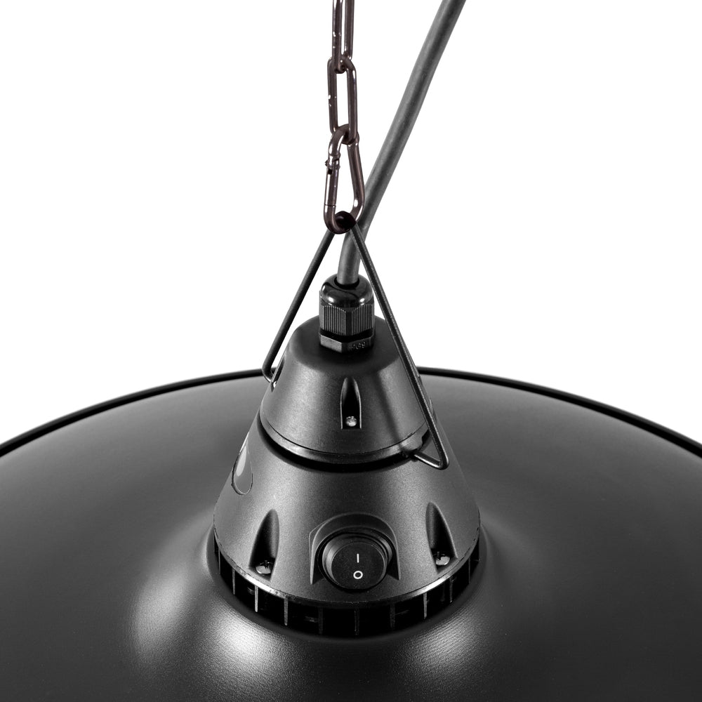 Carbon fibre heating tube glowing inside the metal heater housing