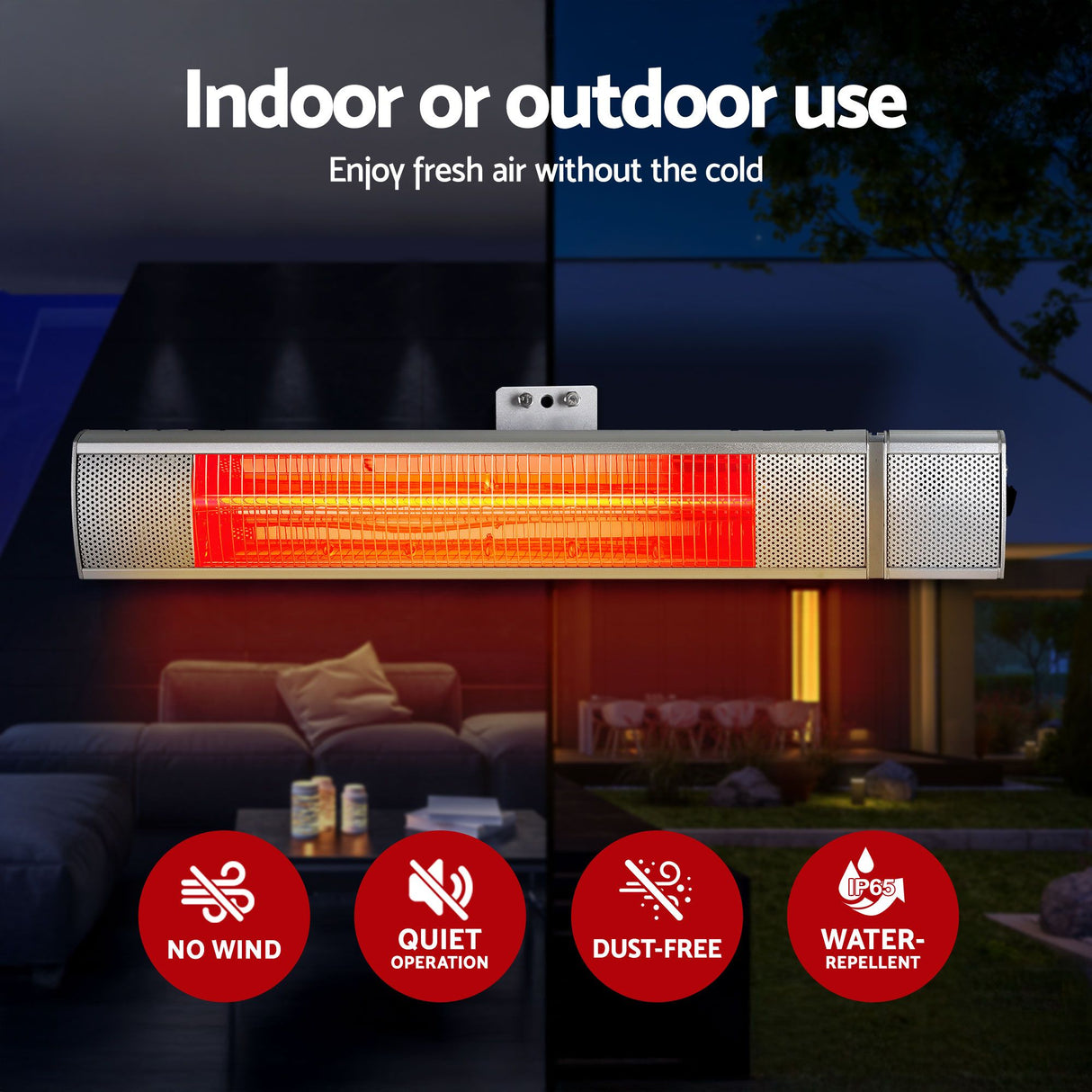 Mounting accessories and screws supplied with the infrared heater