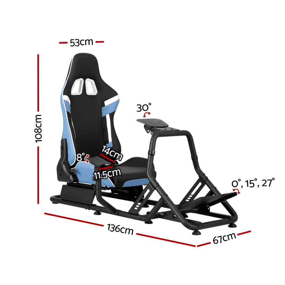 Artiss Racing Simulator Cockpit with Steering Wheel Stand — Blue — Allure Home Collections