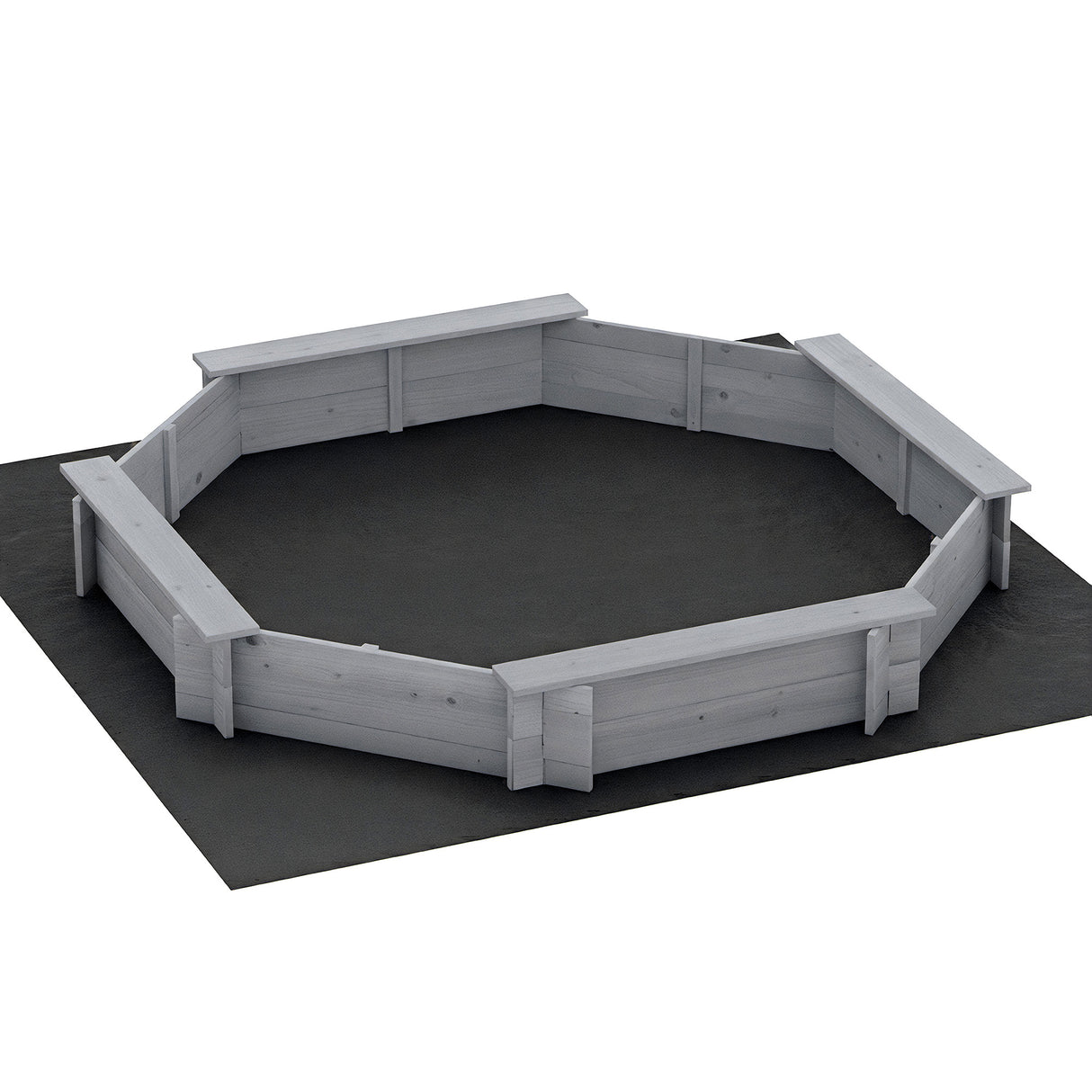Octagon Wooden Sandpit with Cover and Bench Seats, Grey 182cm
