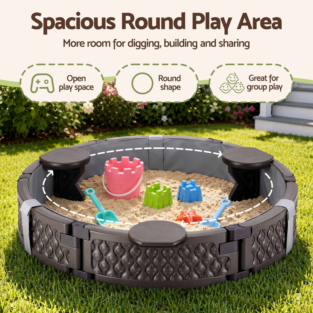 Round sandpit top view