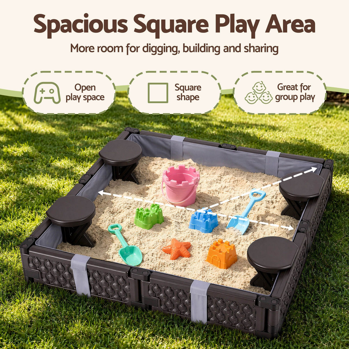 Square sandpit top view
