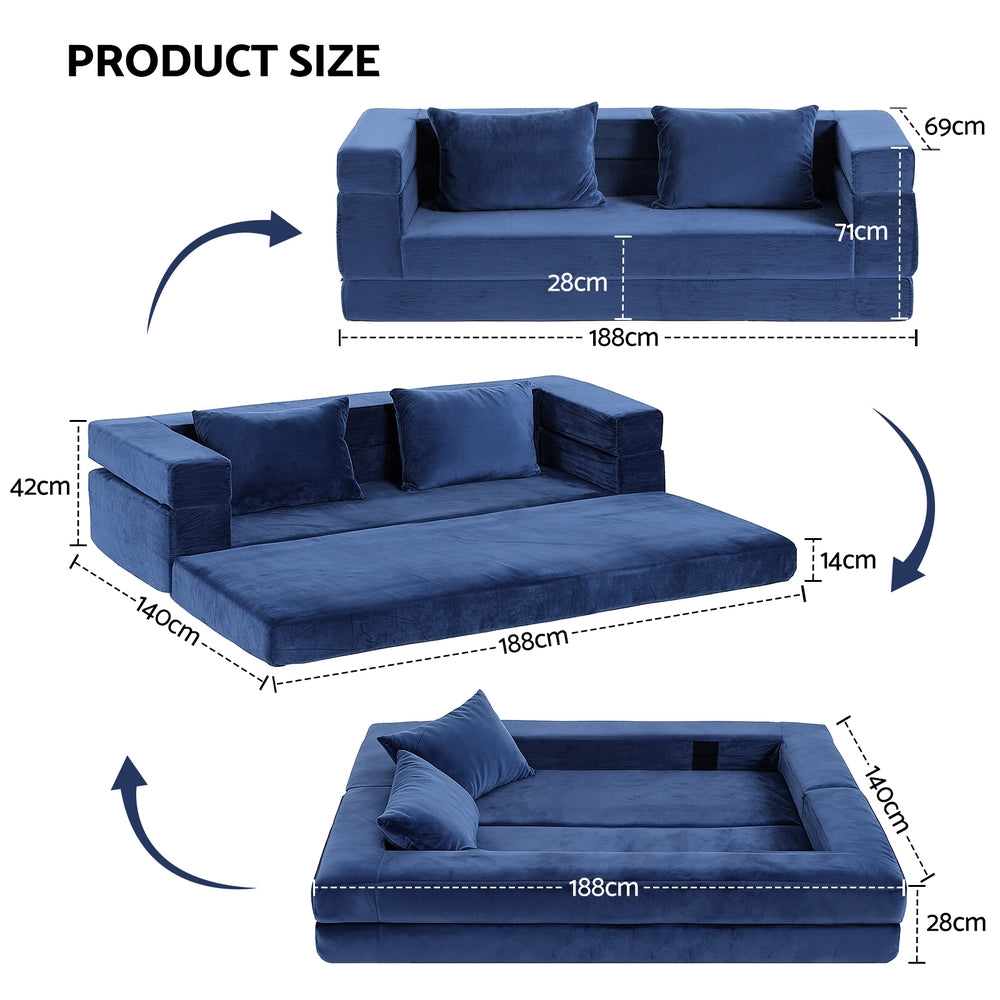 Ametlla 2 Seater Sofa Bed, Blue