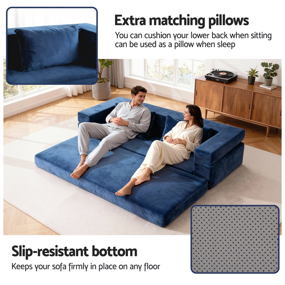 Ametlla 2 Seater Sofa Bed, Blue