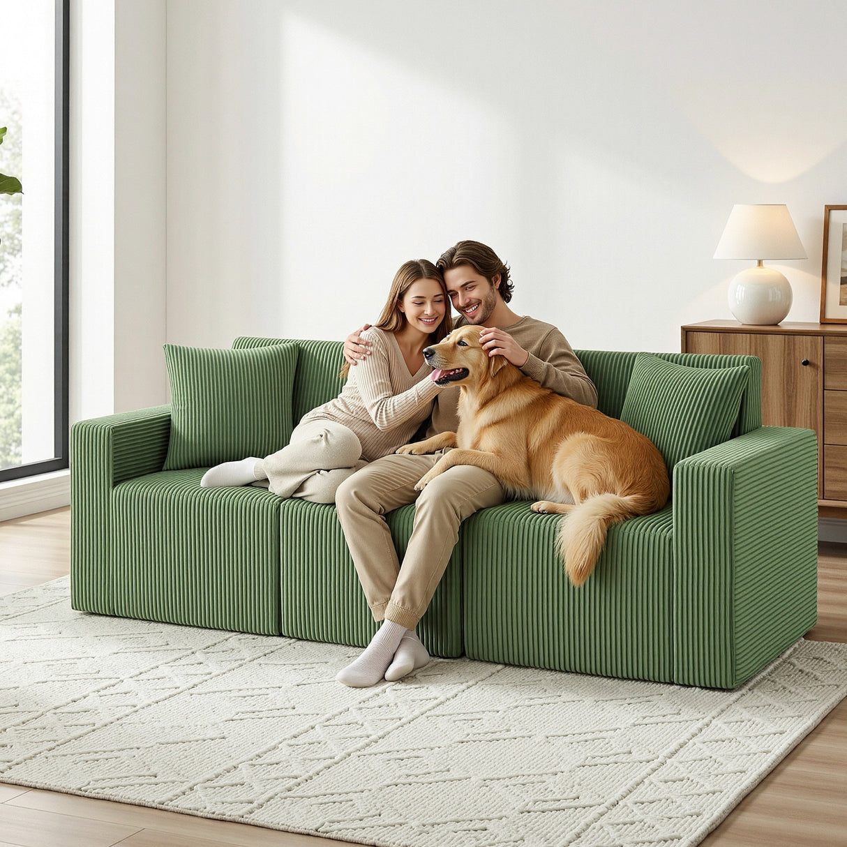 Torredembarra 3 Seater Modular Sofa, Green