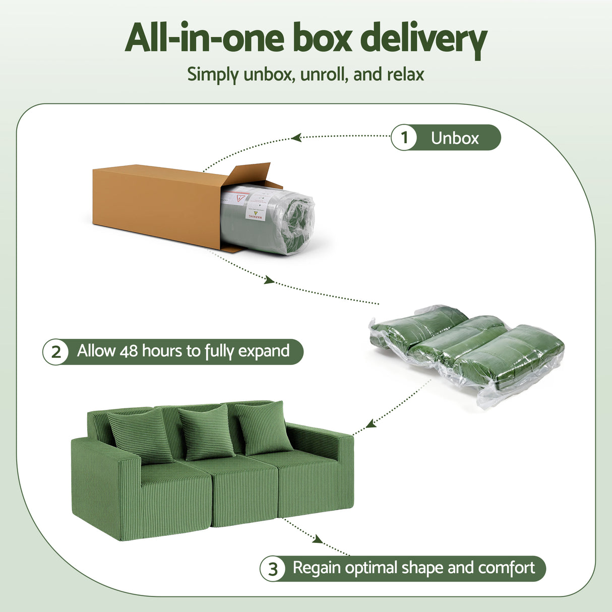 Torredembarra 3 Seater Modular Sofa, Green