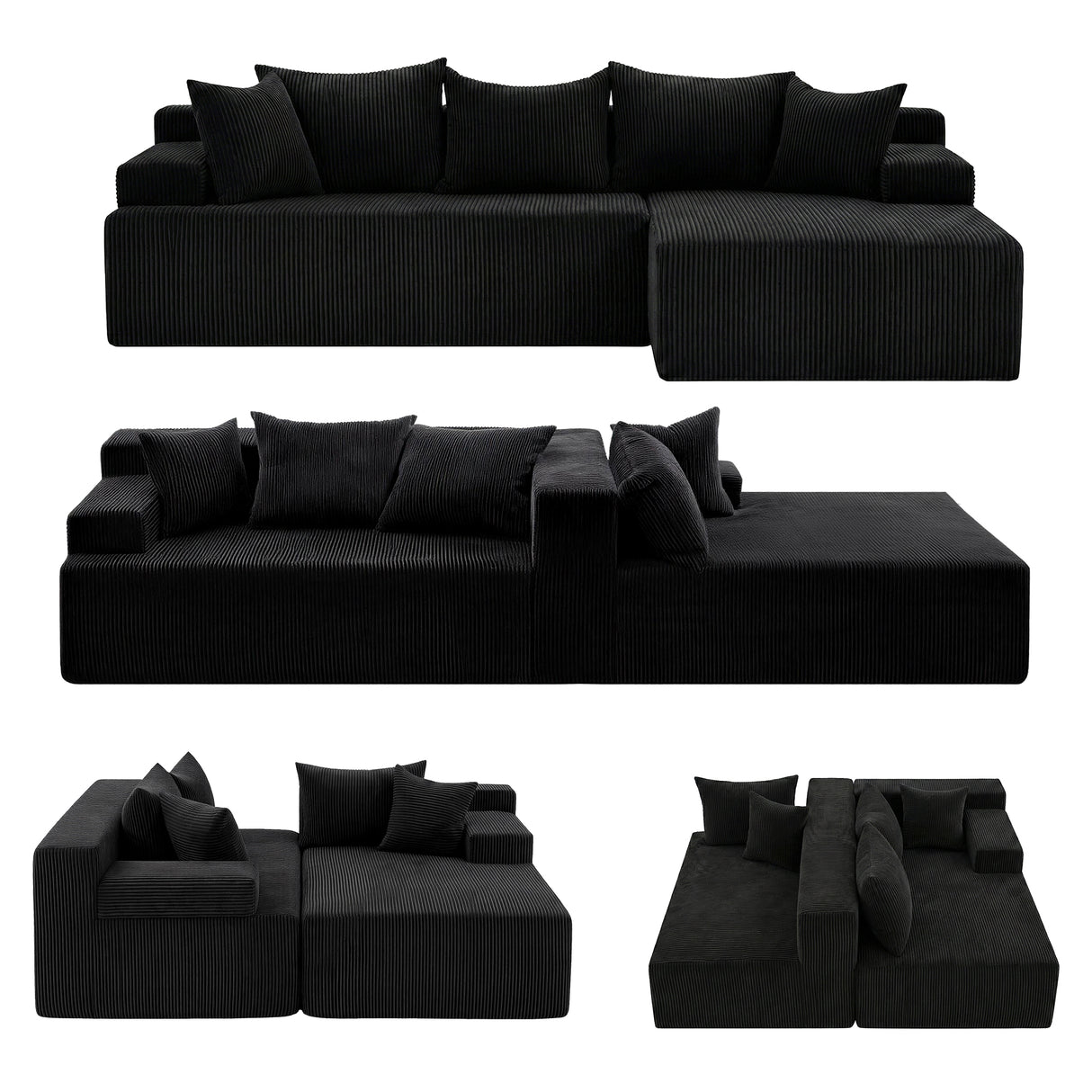 Empuries 4 Seater Modular Sofa, Black