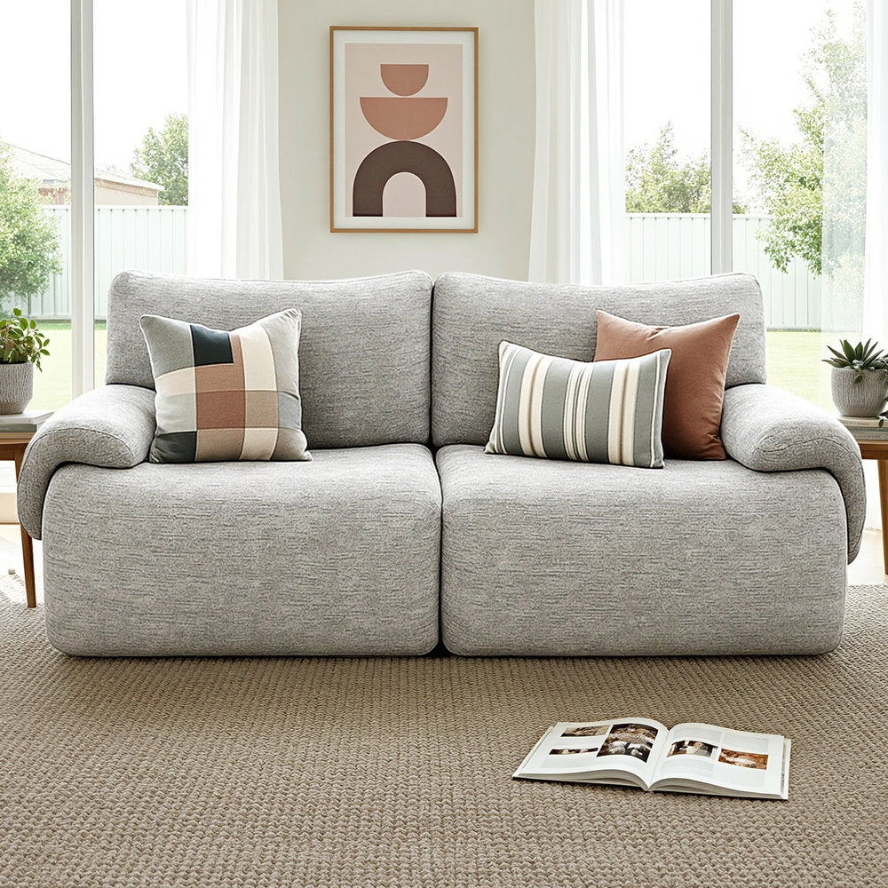 Ampolla Light Grey fabric sofa in a modern living room