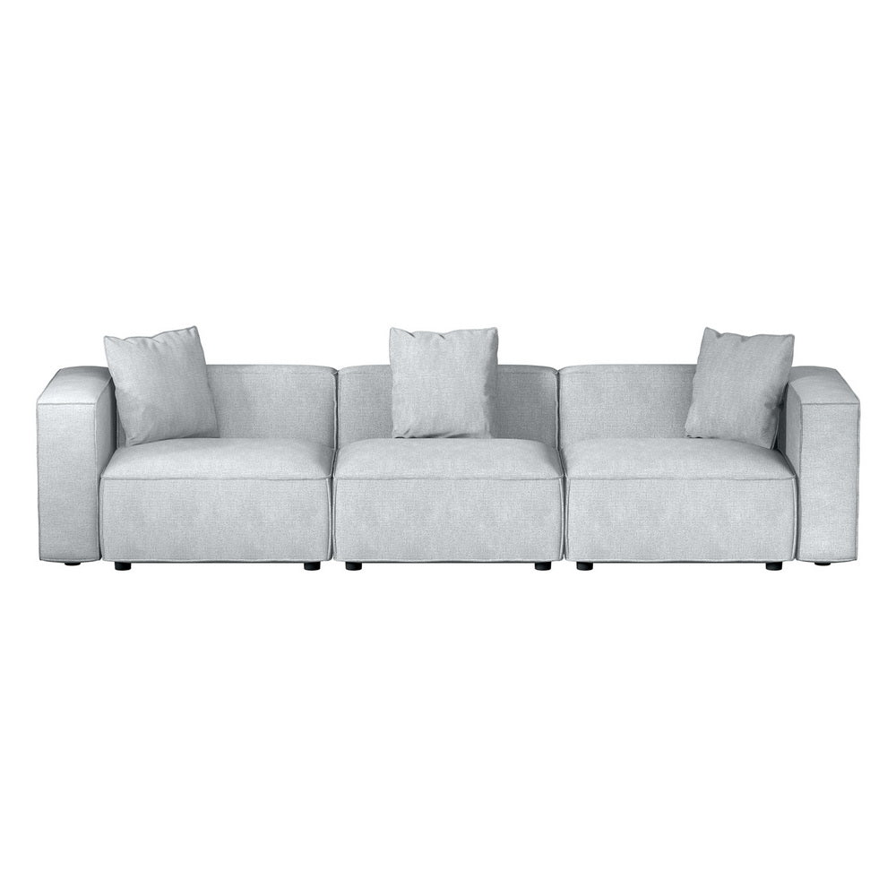Artiss ALVIN 3-Seater Modular Sofa Chaise — Soft Linen, Grey — Allure Home Collections