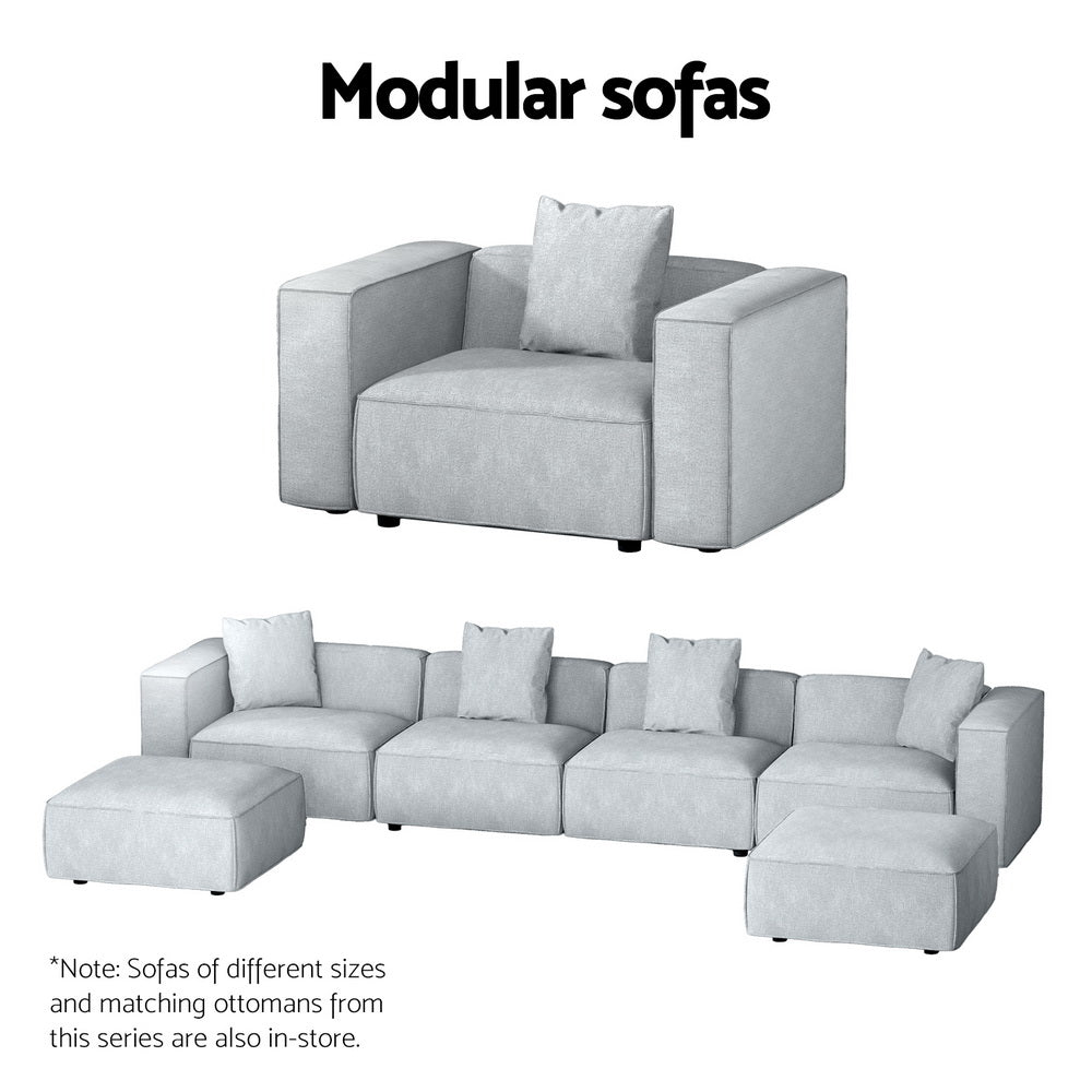 Artiss ALVIN 3-Seater Modular Sofa Chaise — Soft Linen, Grey — Allure Home Collections