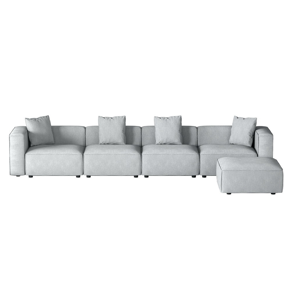 Artiss ALVIN 5-Seater Modular Sofa Chaise Set — Soft Linen, Grey — Allure Home Collections
