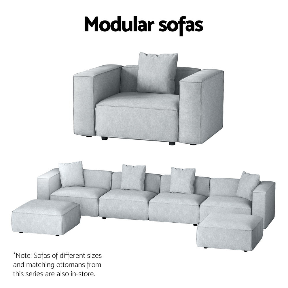 Artiss ALVIN 5-Seater Modular Sofa Chaise Set — Soft Linen, Grey — Allure Home Collections