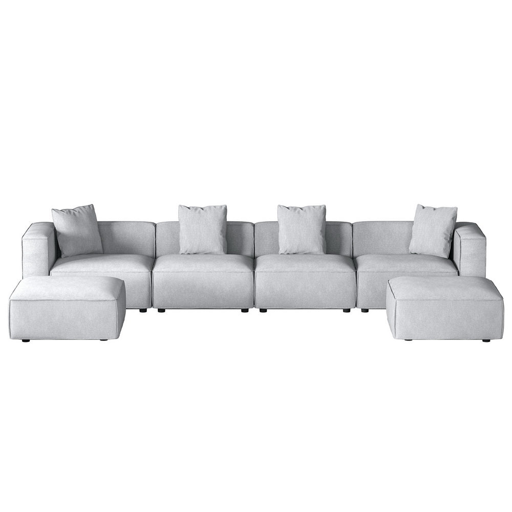 Artiss ALVIN 6-Seater Modular Sofa Chaise Set — Soft Linen, Grey — Allure Home Collections
