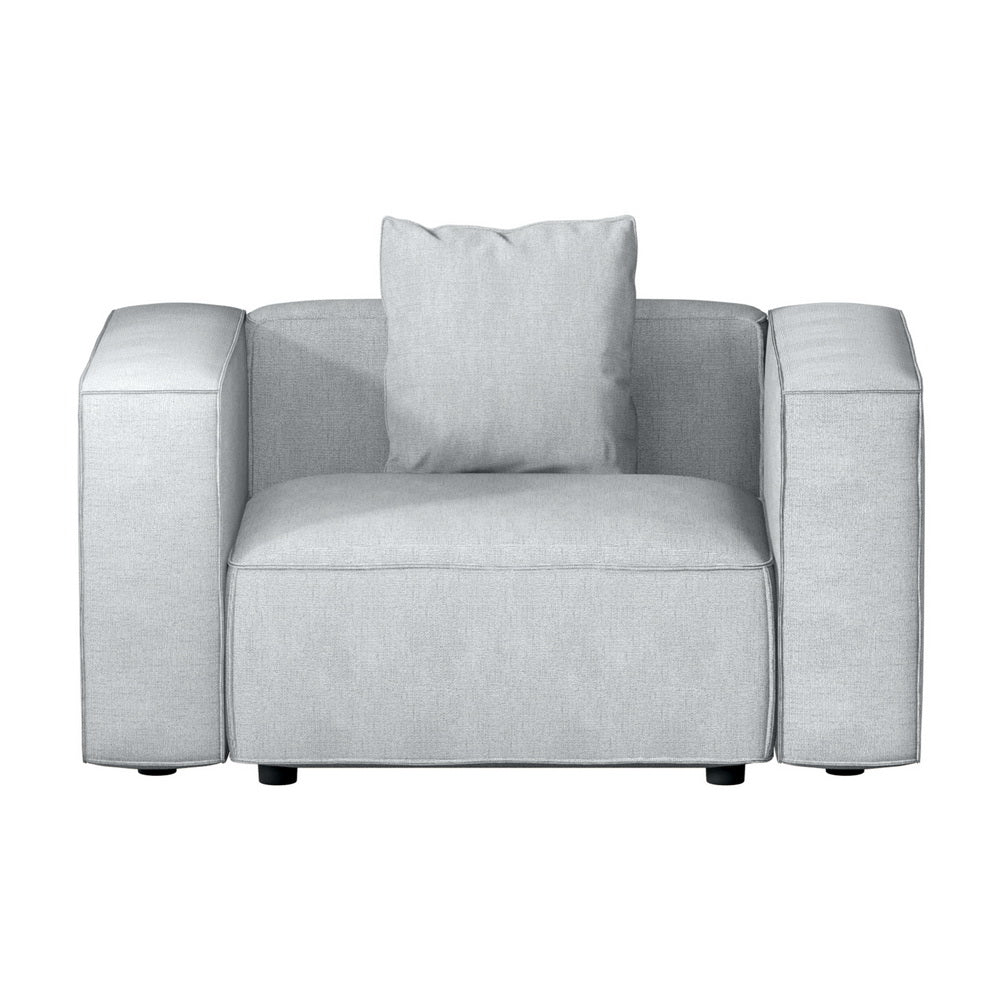 Artiss ALVIN 1-Seater Modular Sofa Armchair — Soft Linen, Grey — Allure Home Collections