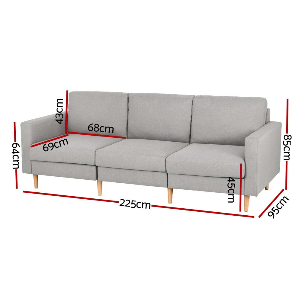 Escala 3 Seater Sofa, Grey