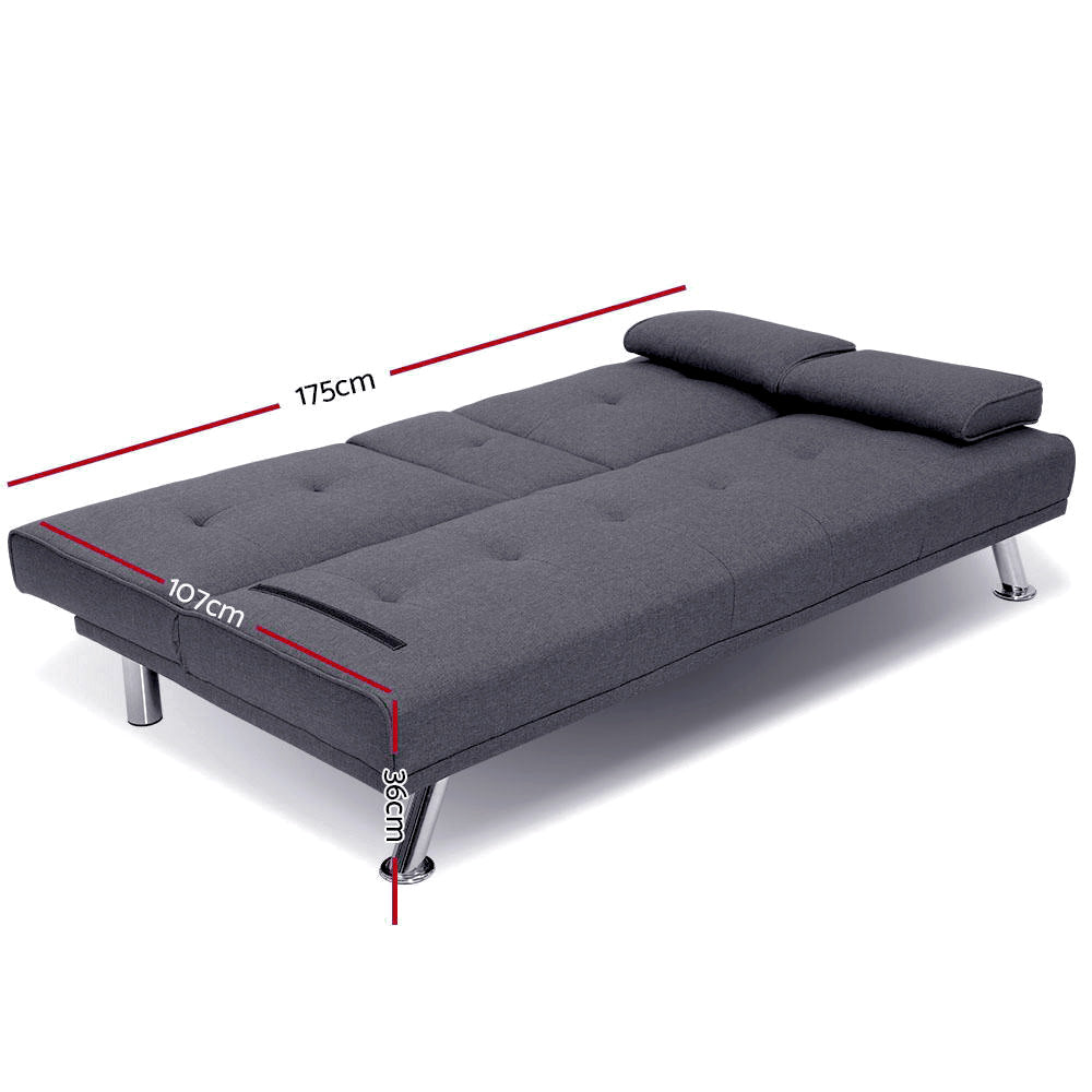 Creixell 3 Seater Sofa Bed, Dark Grey
