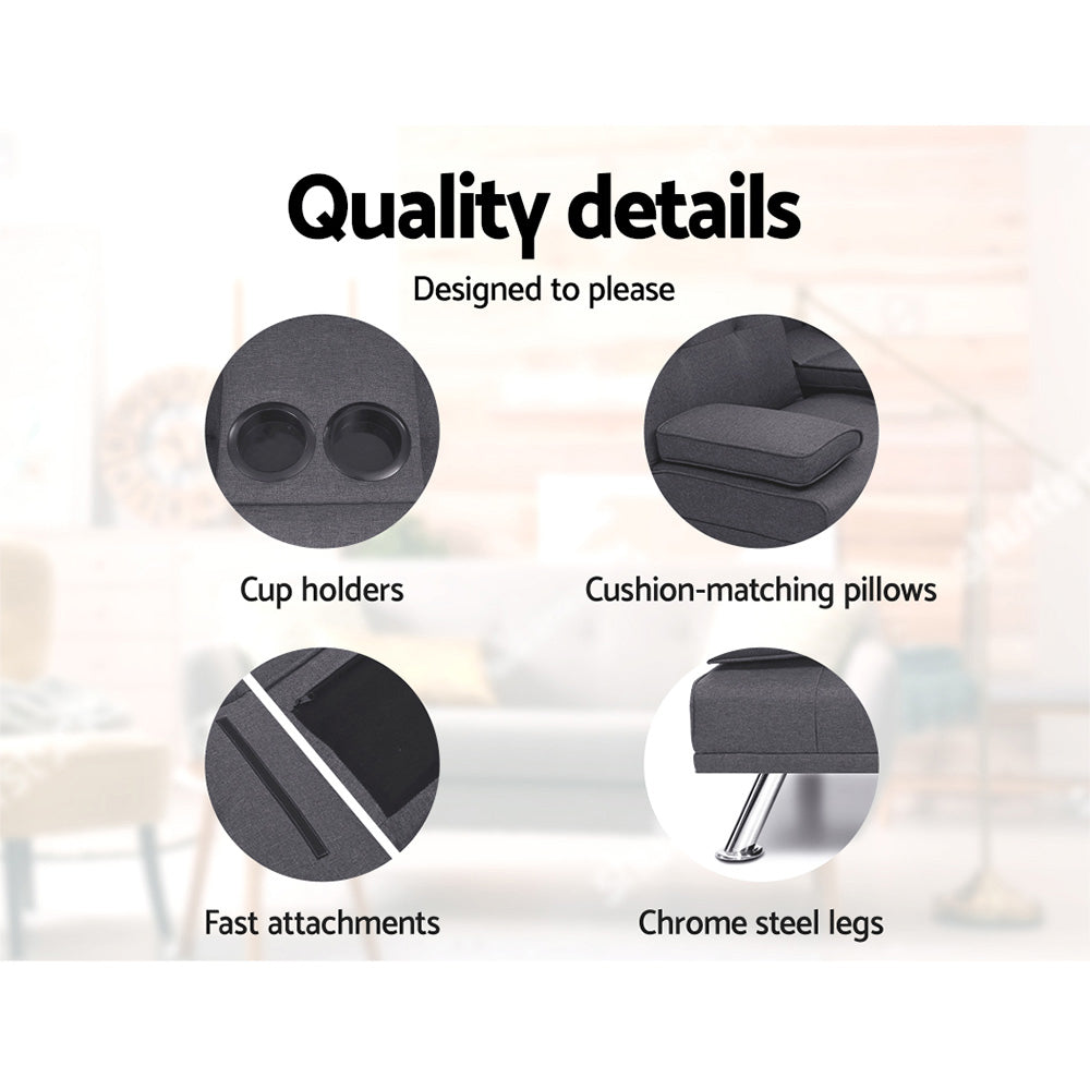 Creixell 3 Seater Sofa Bed, Dark Grey
