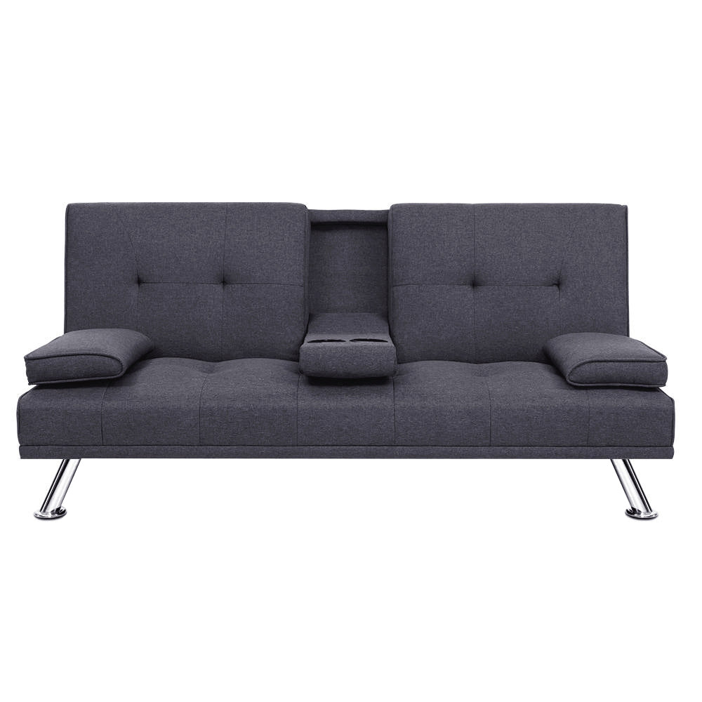 Creixell Dark Grey linen sofa bed in a modern living room