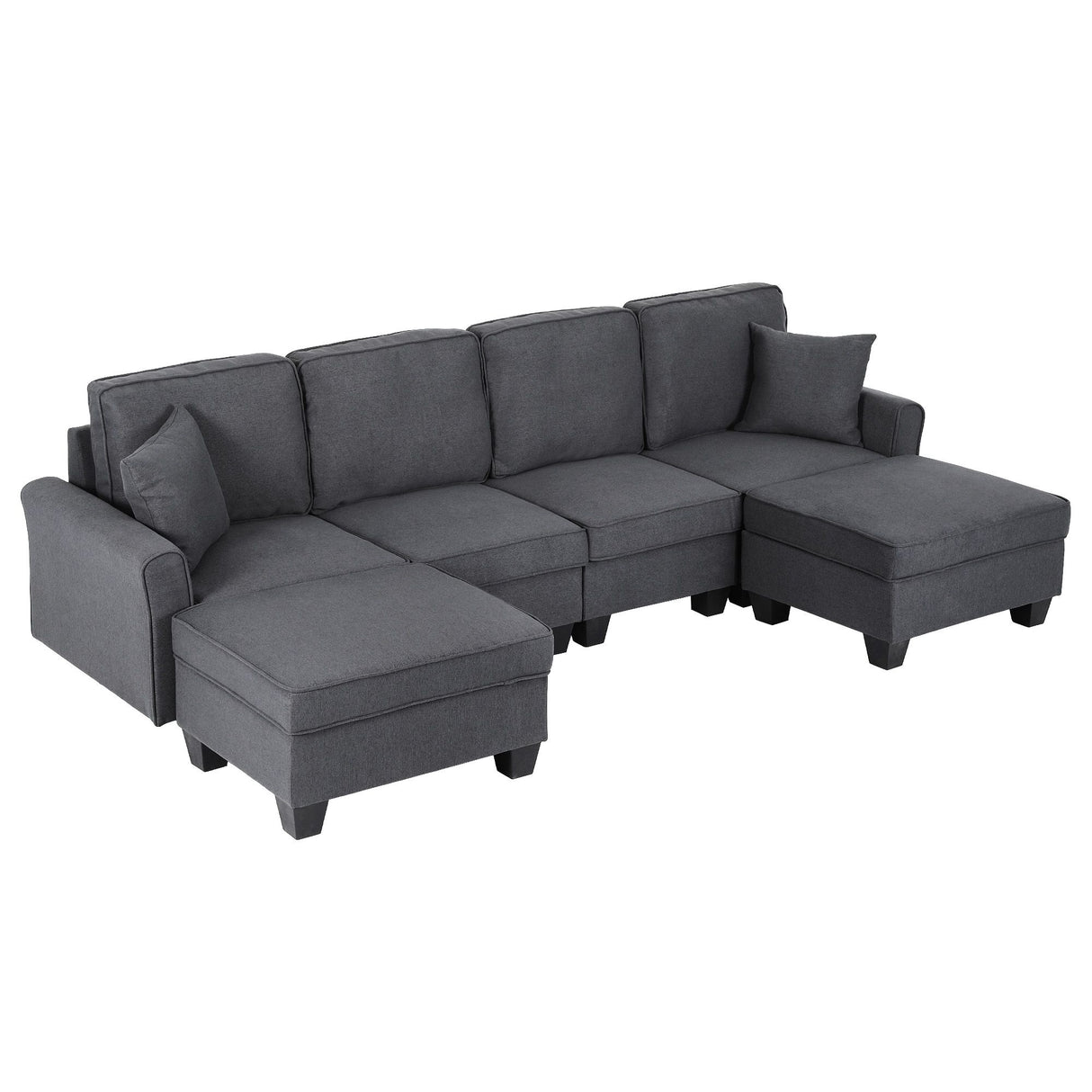 Llafranc Grey linen sectional sofa in a modern living room